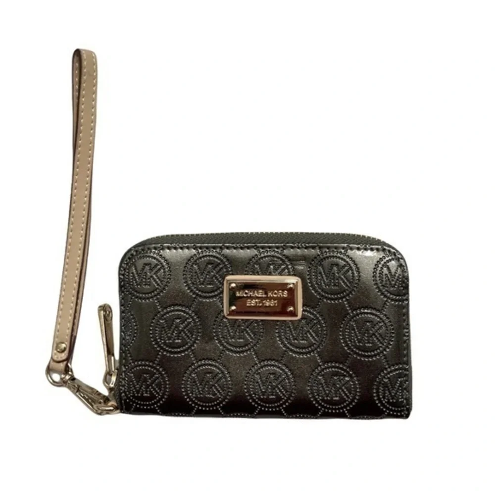 Michael kors silver logo wristlet wallet